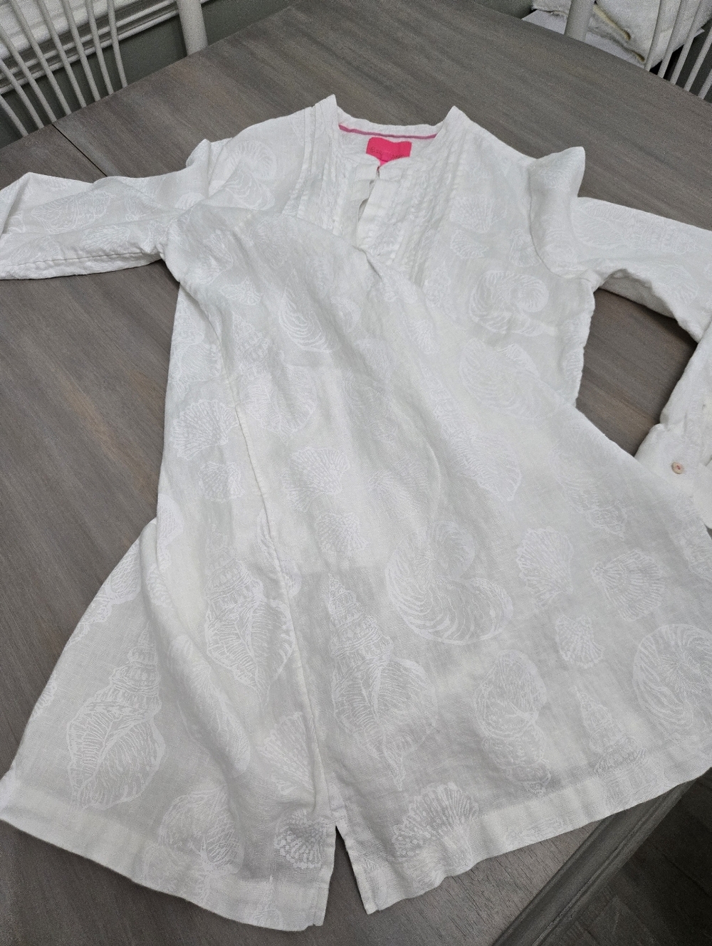 Lilly Pulitzer Rhoda Linen Dress Popover Tunic Resort White Shells Size 12 - Picture 10 of 10